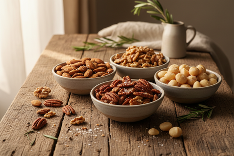 keto nut mix with almonds pecans walnuts and macadamia nuts low carb snack