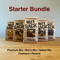 Five 'Nut Sack' packages with visible contents on a white background, labeled as Starter Box.