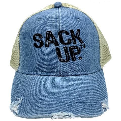 Denim SACKUP Snapback Hat - Nutsack Nuts