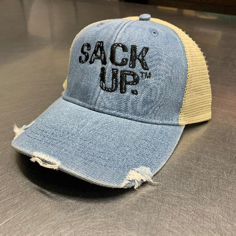 Denim SACKUP Snapback Hat - Nutsack Nuts